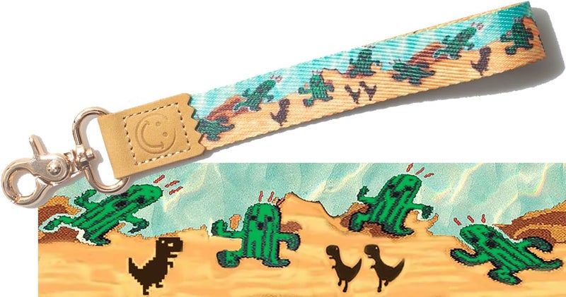 DQL cute Cactus key wristlet, animated style Cacti womens key chain for car keys short key lanyard wallet strap - Image 1